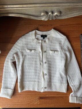 Laundry Ivory Textured Knit Button-Up Cardigan